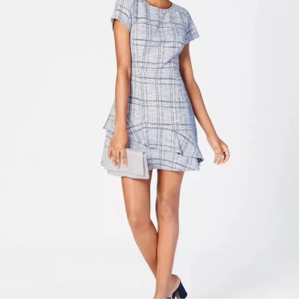 Speechless Blue and White Textured Dress